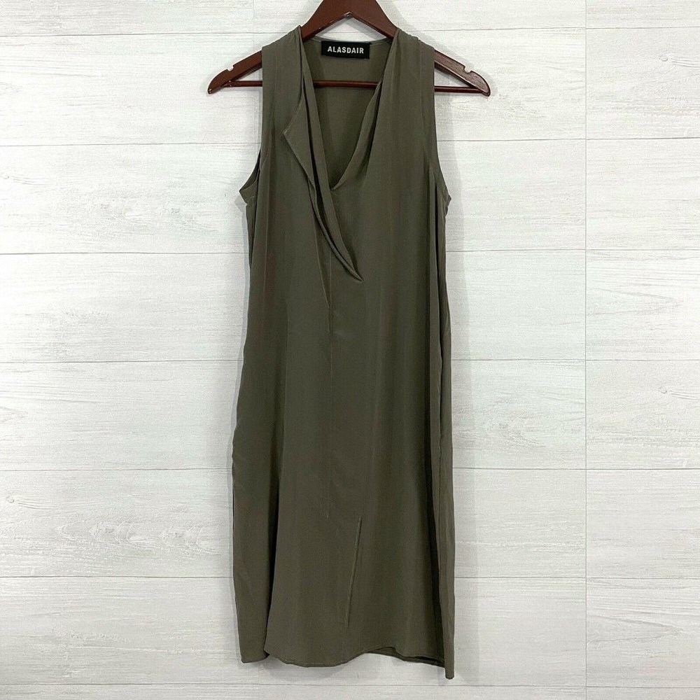 Alasdair 100% Silk Olive Green Sleeveless Dress
